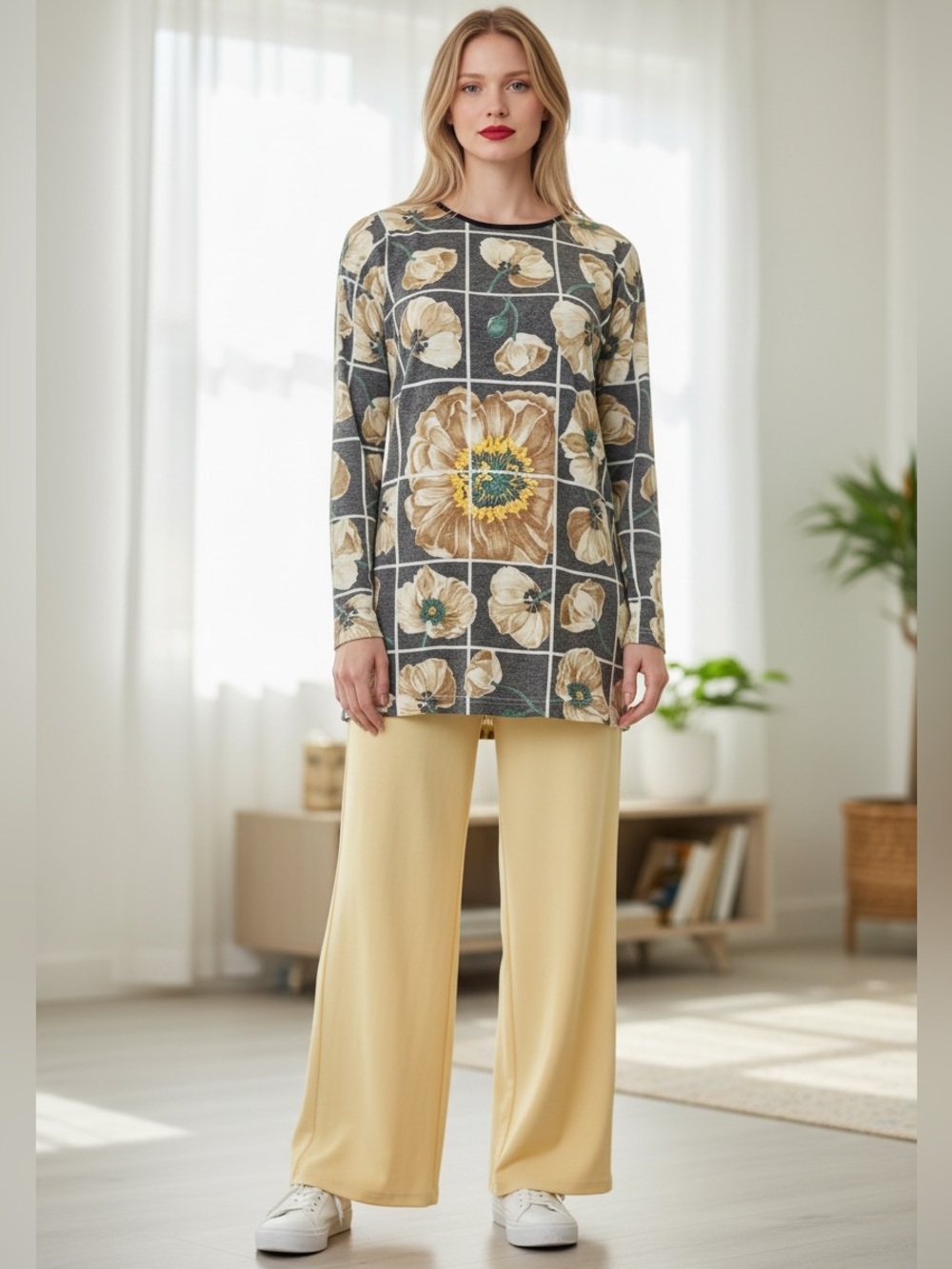 Celine Black Trim and Cream Label Knit Top
